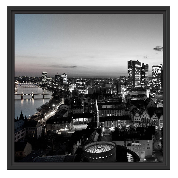 Frankfurter Skyline Schattenfugenrahmen Quadratisch 55x55