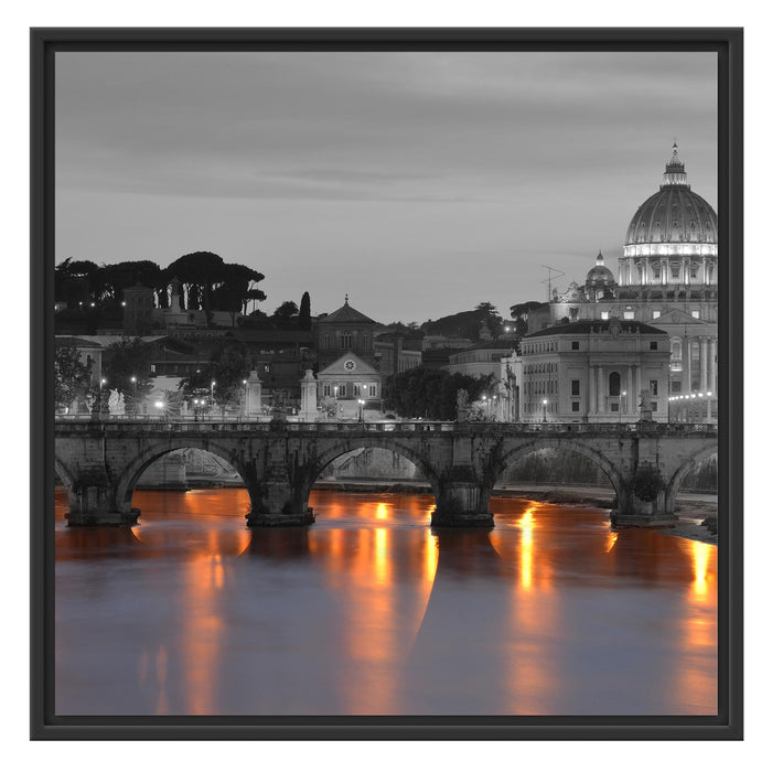 Petersdom am Abend Schattenfugenrahmen Quadratisch 70x70