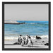 lustige Pinguine am Strand Schattenfugenrahmen Quadratisch 55x55