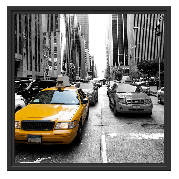 Gelbes Taxi in New York Schattenfugenrahmen Quadratisch 55x55