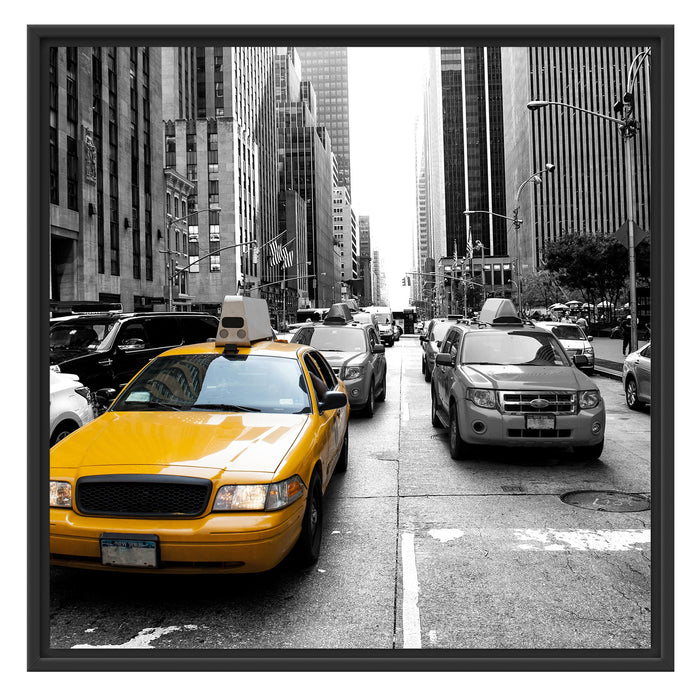 Gelbes Taxi in New York Schattenfugenrahmen Quadratisch 70x70