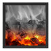 brennende Holzkohle in Kamin Schattenfugenrahmen Quadratisch 40x40