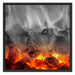 brennende Holzkohle in Kamin Schattenfugenrahmen Quadratisch 70x70
