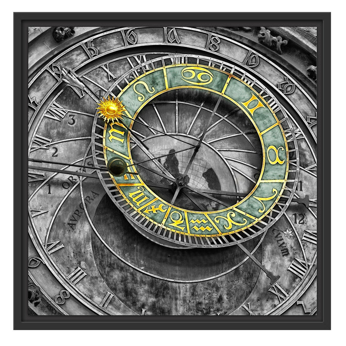 atronomische Uhr in Prag Schattenfugenrahmen Quadratisch 55x55