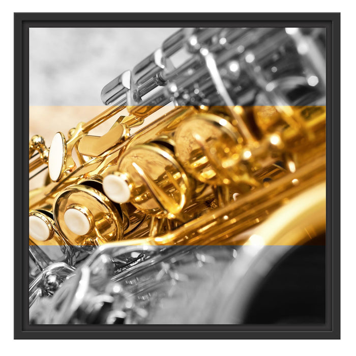 schimmerndes Saxophon Schattenfugenrahmen Quadratisch 55x55