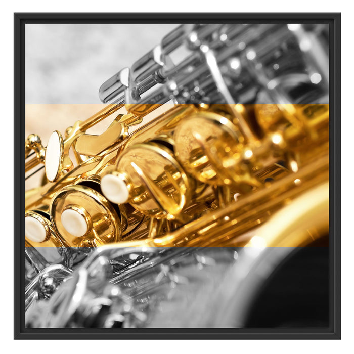 schimmerndes Saxophon Schattenfugenrahmen Quadratisch 70x70