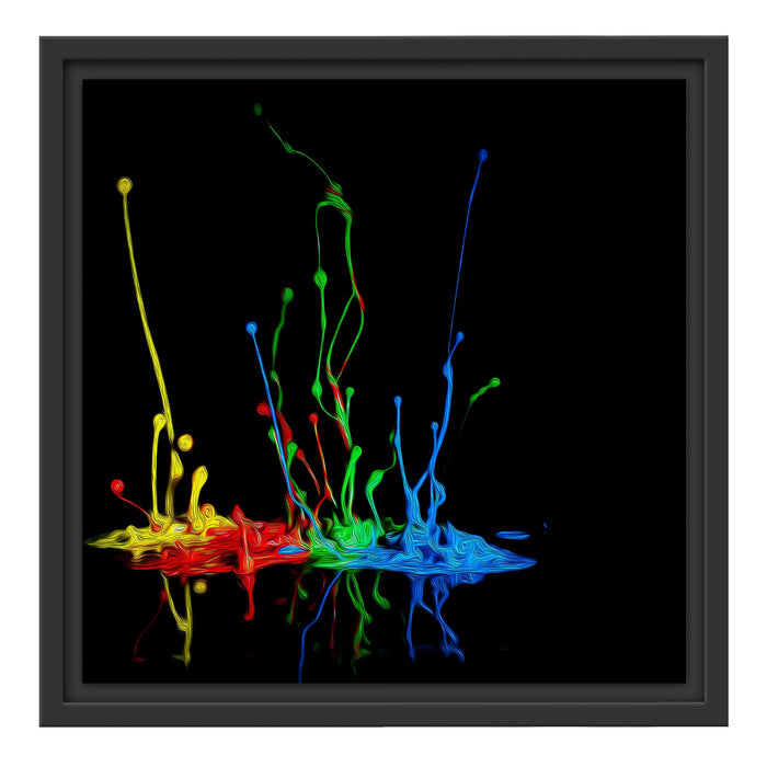 Dark bunte Farbspritzer Schattenfugenrahmen Quadratisch 40x40