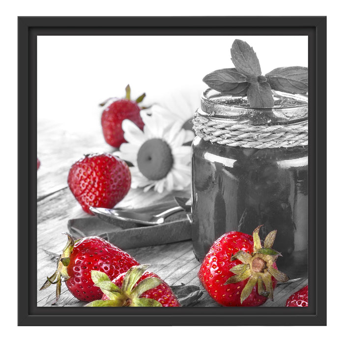 Erdbeeren Marmelade Schattenfugenrahmen Quadratisch 40x40