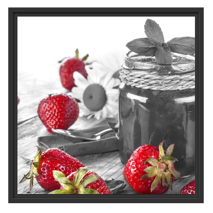 Erdbeeren Marmelade Schattenfugenrahmen Quadratisch 55x55