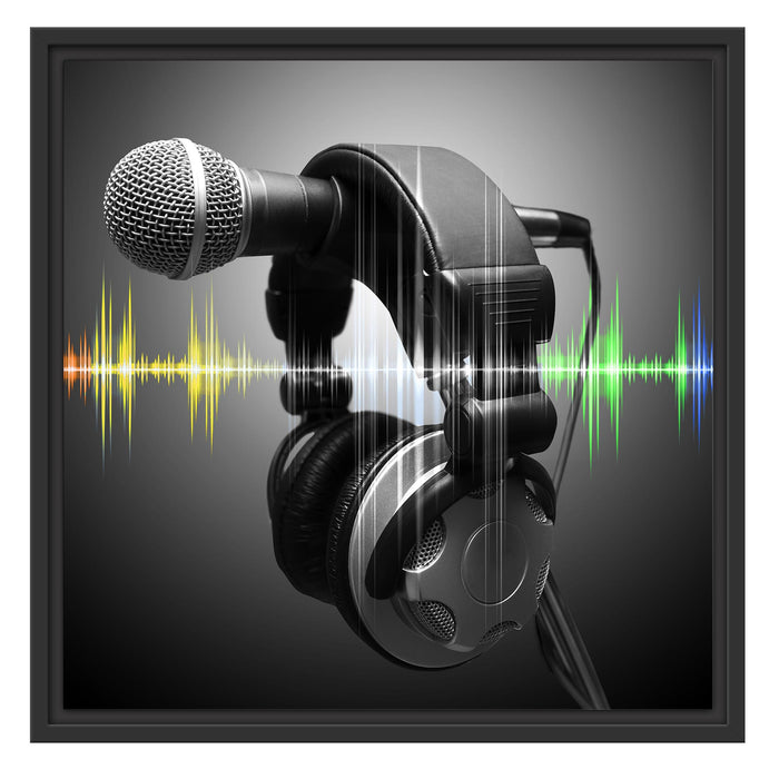Mikrofon mit Kopfhörern Schattenfugenrahmen Quadratisch 55x55