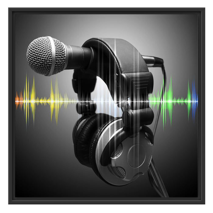 Mikrofon mit Kopfhörern Schattenfugenrahmen Quadratisch 70x70