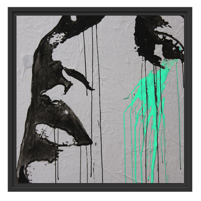 Abstrakt gezeichnete Frau Schattenfugenrahmen Quadratisch 55x55