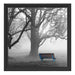 Einsame Bank im Nebel Schattenfugenrahmen Quadratisch 40x40