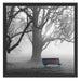 Einsame Bank im Nebel Schattenfugenrahmen Quadratisch 55x55