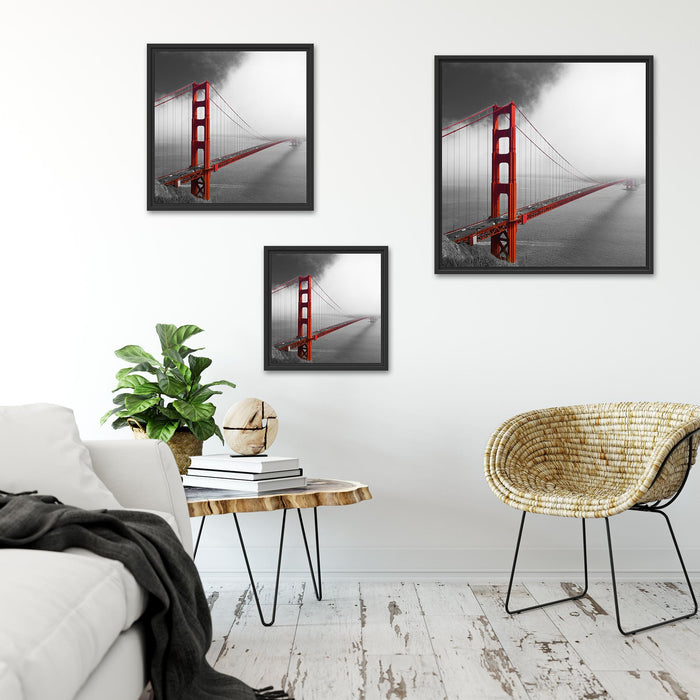 Golden Gate Bridge USA Quadratisch Schattenfugenrahmen Wohnzimmer