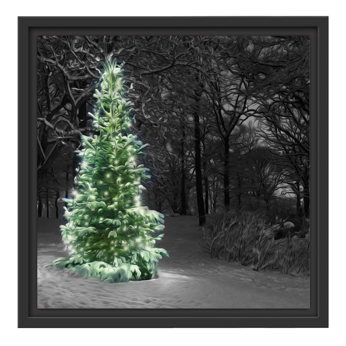 Weihnachtsbaum im Winter Schattenfugenrahmen Quadratisch 40x40