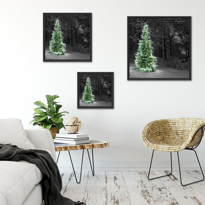 Weihnachtsbaum im Winter Quadratisch Schattenfugenrahmen Wohnzimmer