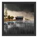 Häuschen am See mit Nebel Schattenfugenrahmen Quadratisch 40x40