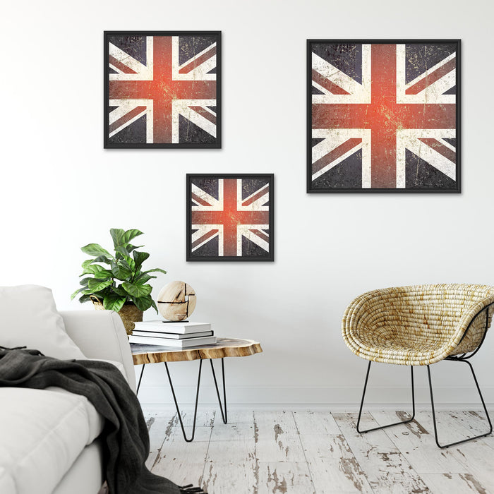 British Union Jack Quadratisch Schattenfugenrahmen Wohnzimmer