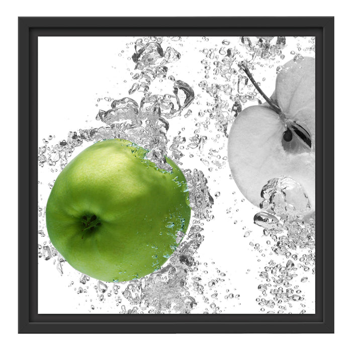 saftig grüne Äpfel im Wasser Schattenfugenrahmen Quadratisch 40x40