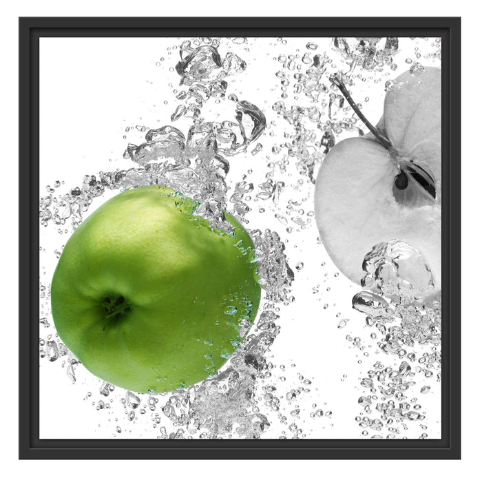 saftig grüne Äpfel im Wasser Schattenfugenrahmen Quadratisch 55x55