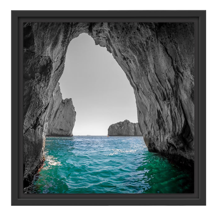 Felsenbucht im Meer Schattenfugenrahmen Quadratisch 40x40