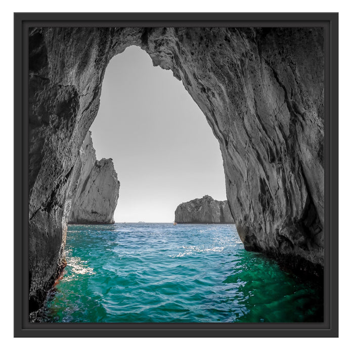 Felsenbucht im Meer Schattenfugenrahmen Quadratisch 55x55