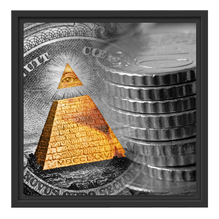 Illuminati Pyramide Dollar Schattenfugenrahmen Quadratisch 40x40