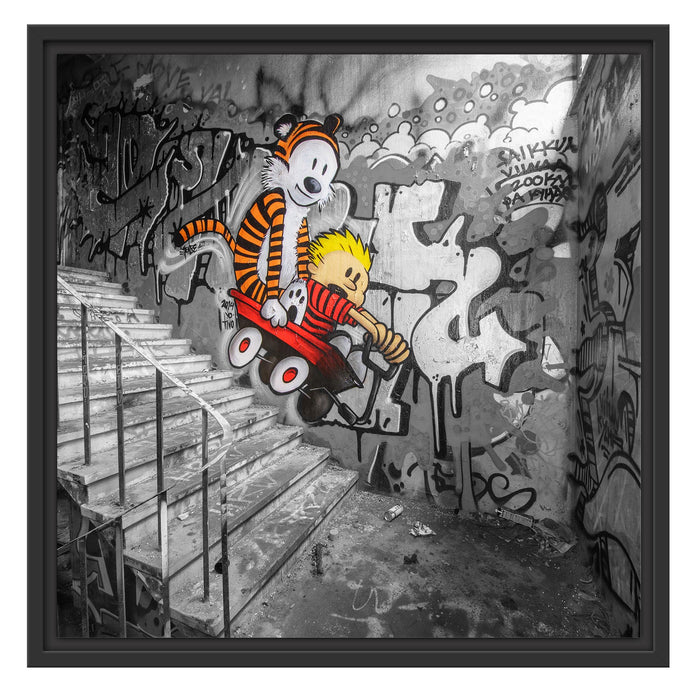 Tiger Grafitti in Berlin Schattenfugenrahmen Quadratisch 55x55
