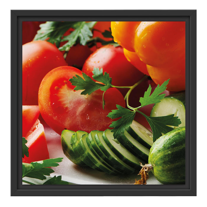 Obst Gemüse Gurke Tomaten Schattenfugenrahmen Quadratisch 40x40