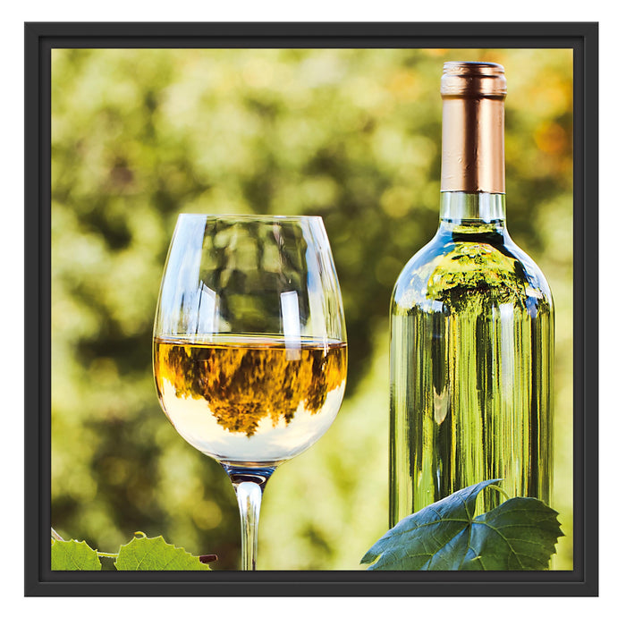 Wein und Weintrauben Schattenfugenrahmen Quadratisch 55x55