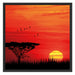 Roter Sonnenuntergang in Afrika Schattenfugenrahmen Quadratisch 70x70