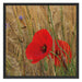 Mohnblumen im Getreidefeld B&W Schattenfugenrahmen Quadratisch 70x70