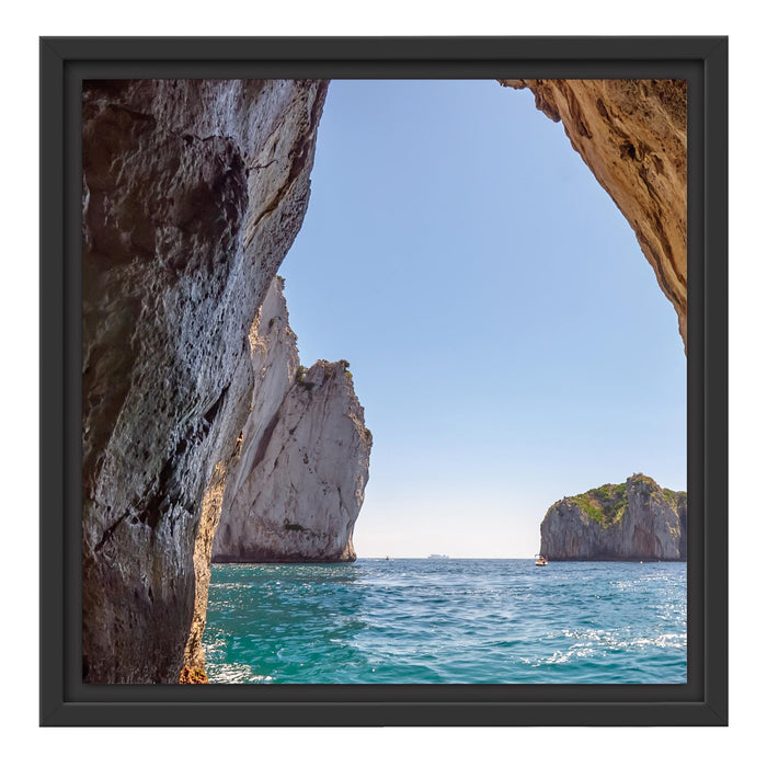 Felstor im Meer Schattenfugenrahmen Quadratisch 40x40