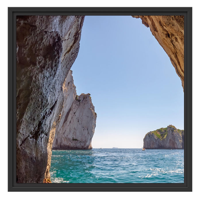 Felstor im Meer Schattenfugenrahmen Quadratisch 55x55