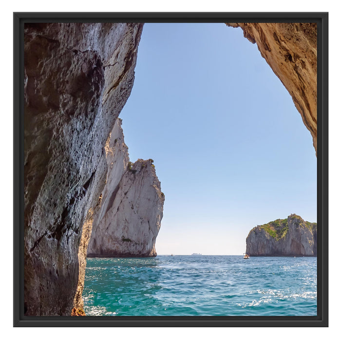 Felstor im Meer Schattenfugenrahmen Quadratisch 70x70