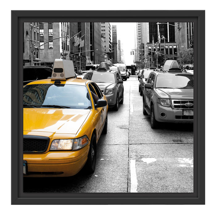Taxi in New York Schattenfugenrahmen Quadratisch 40x40
