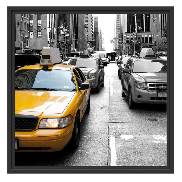 Taxi in New York Schattenfugenrahmen Quadratisch 55x55