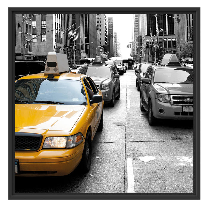 Taxi in New York Schattenfugenrahmen Quadratisch 70x70