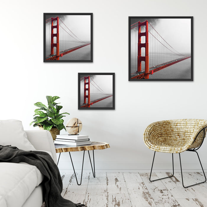Golden Gate Bridge Aussicht Quadratisch Schattenfugenrahmen Wohnzimmer