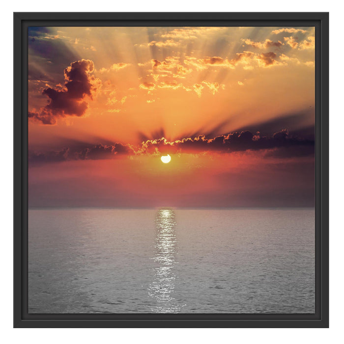 Sonnenuntergang auf Meer Schattenfugenrahmen Quadratisch 55x55