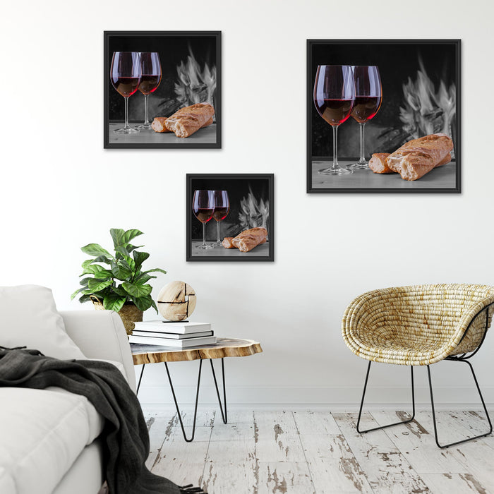 Baguette Wein Picknick Quadratisch Schattenfugenrahmen Wohnzimmer