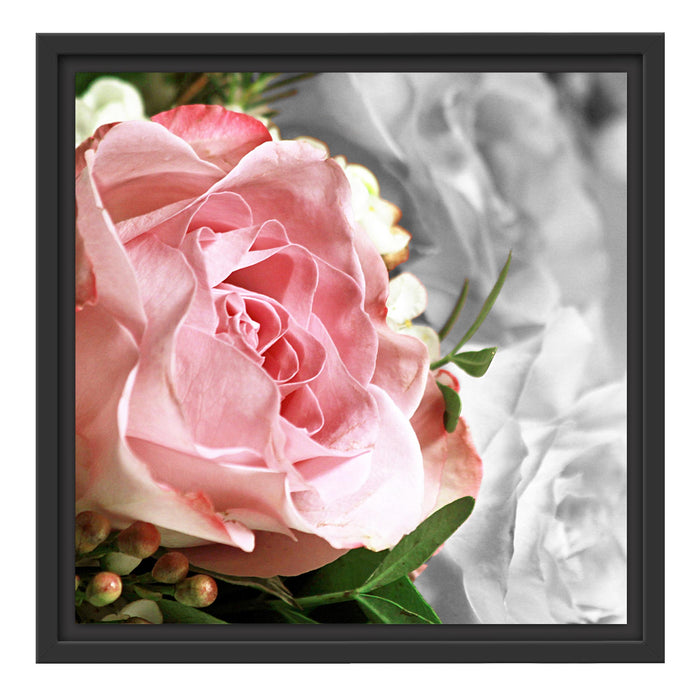 Wunderschöner Pfingstrosenstrauß Schattenfugenrahmen Quadratisch 40x40
