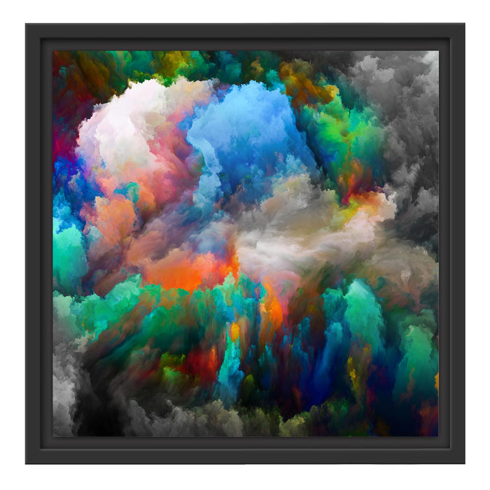 Buntes Farbenmeer Holi Schattenfugenrahmen Quadratisch 40x40