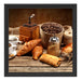 Aromatischer Kaffee mit Croissant Schattenfugenrahmen Quadratisch 40x40