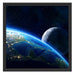 Erde und Mond im All Schattenfugenrahmen Quadratisch 55x55