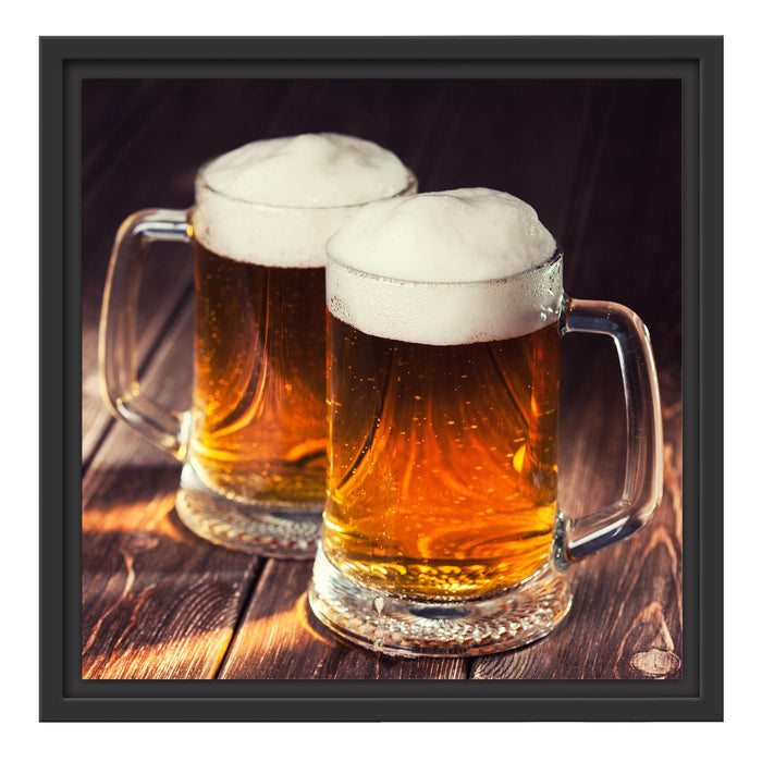 Maßkrüge Bier Schattenfugenrahmen Quadratisch 40x40