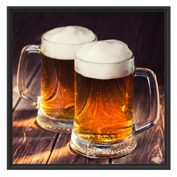 Maßkrüge Bier Schattenfugenrahmen Quadratisch 70x70