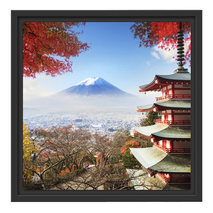 Japanischer Tempel im Herbst Schattenfugenrahmen Quadratisch 40x40