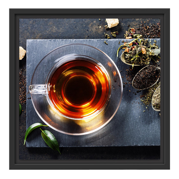 Heißer Kräutertee Schattenfugenrahmen Quadratisch 40x40